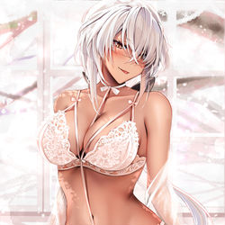 This is a pixiv picture whose title is しろさくら褐色美女.
