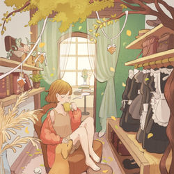 This is a pixiv picture whose title is メイドさんの休息.