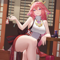 This is a pixiv picture whose title is 八重神子.