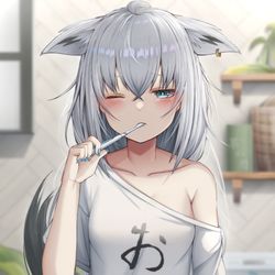 This is a pixiv picture whose title is 寝起きフブキちゃん.