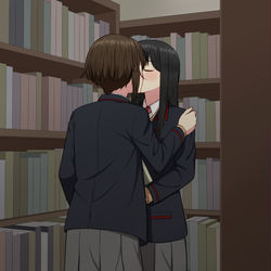 This is a pixiv picture whose title is 【創作百合】.