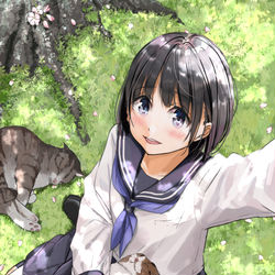 This is a pixiv picture whose title is 春猫セルフィー.