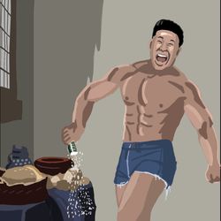 This is a pixiv picture whose title is 何にでもヤーをする男.