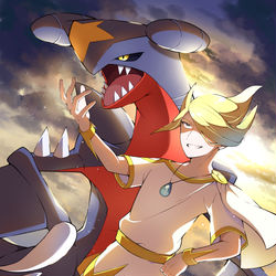 This is a pixiv picture whose title is ウォロ＆ガブリアス.