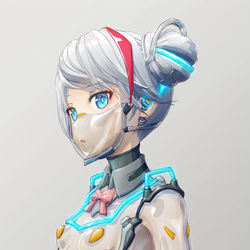 This is a pixiv picture whose title is 透明なスーツとマスクを着た女の子.