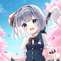This is a pixiv picture whose title is 春を集める妖夢ちゃん.