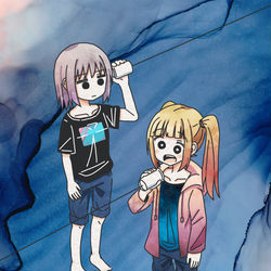 This is a pixiv picture whose title is 糸電話.