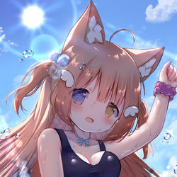 This is a pixiv picture whose title is スク水こまこちゃん.