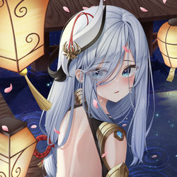 This is a pixiv picture whose title is 申鶴.