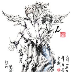 This is a pixiv picture whose title is 【極道畫師】死亡筆記.