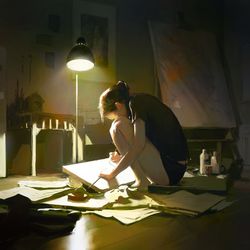This is a pixiv picture whose title is some works.