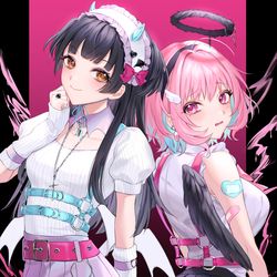 This is a pixiv picture whose title is 天使と悪魔.