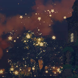 This is a pixiv picture whose title is 《小城海边星星树》.