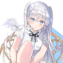 This is a pixiv picture whose title is 天使の羽休め.
