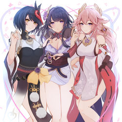 This is a pixiv picture whose title is 稲妻お姉さん組.