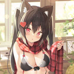 This is a pixiv picture whose title is 下着マフラー.