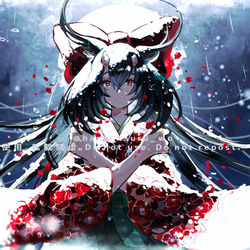 This is a pixiv picture whose title is 【skeb】雨、雪椿、抱きしめて.