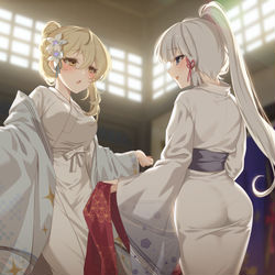 This is a pixiv picture whose title is Lumine&Ayaka.