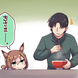 This is a pixiv picture whose title is 自宅で夜ラーメン食べようとするとどこからともなく必ず現れる妖精.