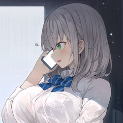 This is a pixiv picture whose title is 雨宿り.