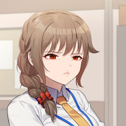 This is a pixiv picture whose title is 残業で気分が悪くなっているちひろさん。.