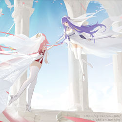 This is a pixiv picture whose title is 原神糖向】八重x雷神婚礼现场，她迎娶了她的神明.