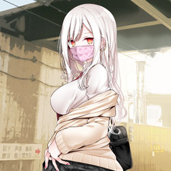 This is a pixiv picture whose title is 通勤道中でぱんつを見せてくるギャルJK.