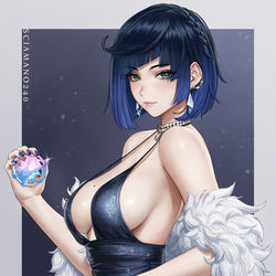 This is a pixiv picture whose title is Yelan - Genshin Impact.