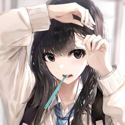 This is a pixiv picture whose title is 新学期早々に寝坊した子.