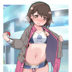 This is a pixiv picture whose title is ホップ「ライバルにバトルを挑むとユニフォームに着替えようとする」.