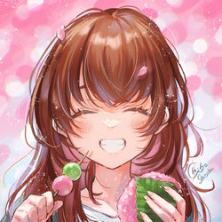 This is a pixiv picture whose title is 花より団子.