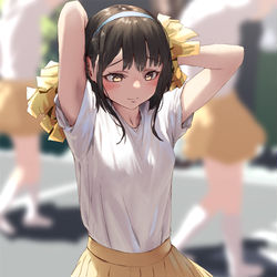 This is a pixiv picture whose title is 家族の声援で小さくなるチアガール.