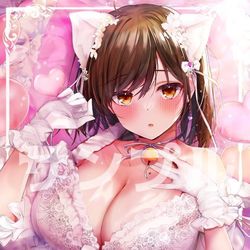 This is a pixiv picture whose title is 【新作商品】幼馴染「お願い…やさしくしてね」.
