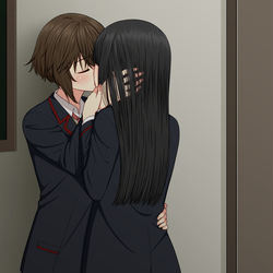 This is a pixiv picture whose title is 【創作百合】.