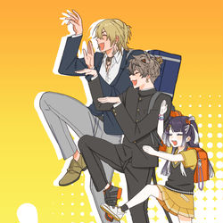 This is a pixiv picture whose title is およ家兄妹in the Yotsubato pose🍀.
