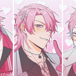 This is a pixiv picture whose title is 🌸Luxiem in pink hair🌸.