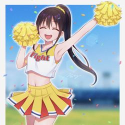 This is a pixiv picture whose title is 「頑張れ〜！」.