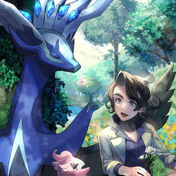 This is a pixiv picture whose title is ゼルネアスとプラターヌ博士とシュシュプ.