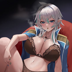 This is a pixiv picture whose title is smoking elf.