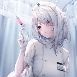 This is a pixiv picture whose title is うちの子×ナース服.