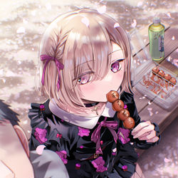 This is a pixiv picture whose title is 桜より君を見ていたい娘.