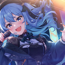This is a pixiv picture whose title is 星街すいせいさんの４周年LIVEサムネイラスト.