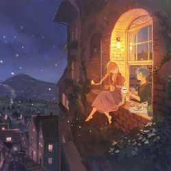 This is a pixiv picture whose title is 月のさんぽ道.