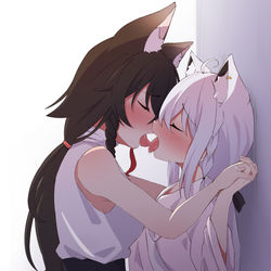 This is a pixiv picture whose title is フブミオちゅっちゅ.
