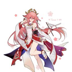 This is a pixiv picture whose title is 【合绘】八重神子.