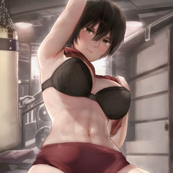 This is a pixiv picture whose title is Mikasa after workout 💪💪.