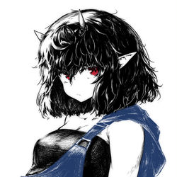 This is a pixiv picture whose title is 鬼角娘.