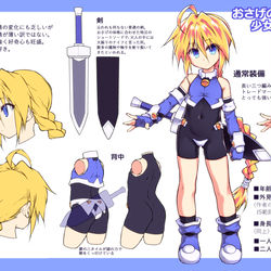 This is a pixiv picture whose title is おさげNew設定画.
