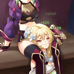 This is a pixiv picture whose title is Kuki Shinobu and Lumine.