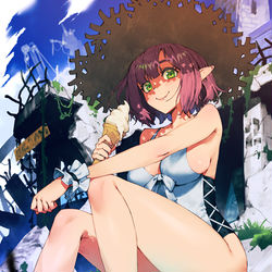 This is a pixiv picture whose title is 涼みエルフ.